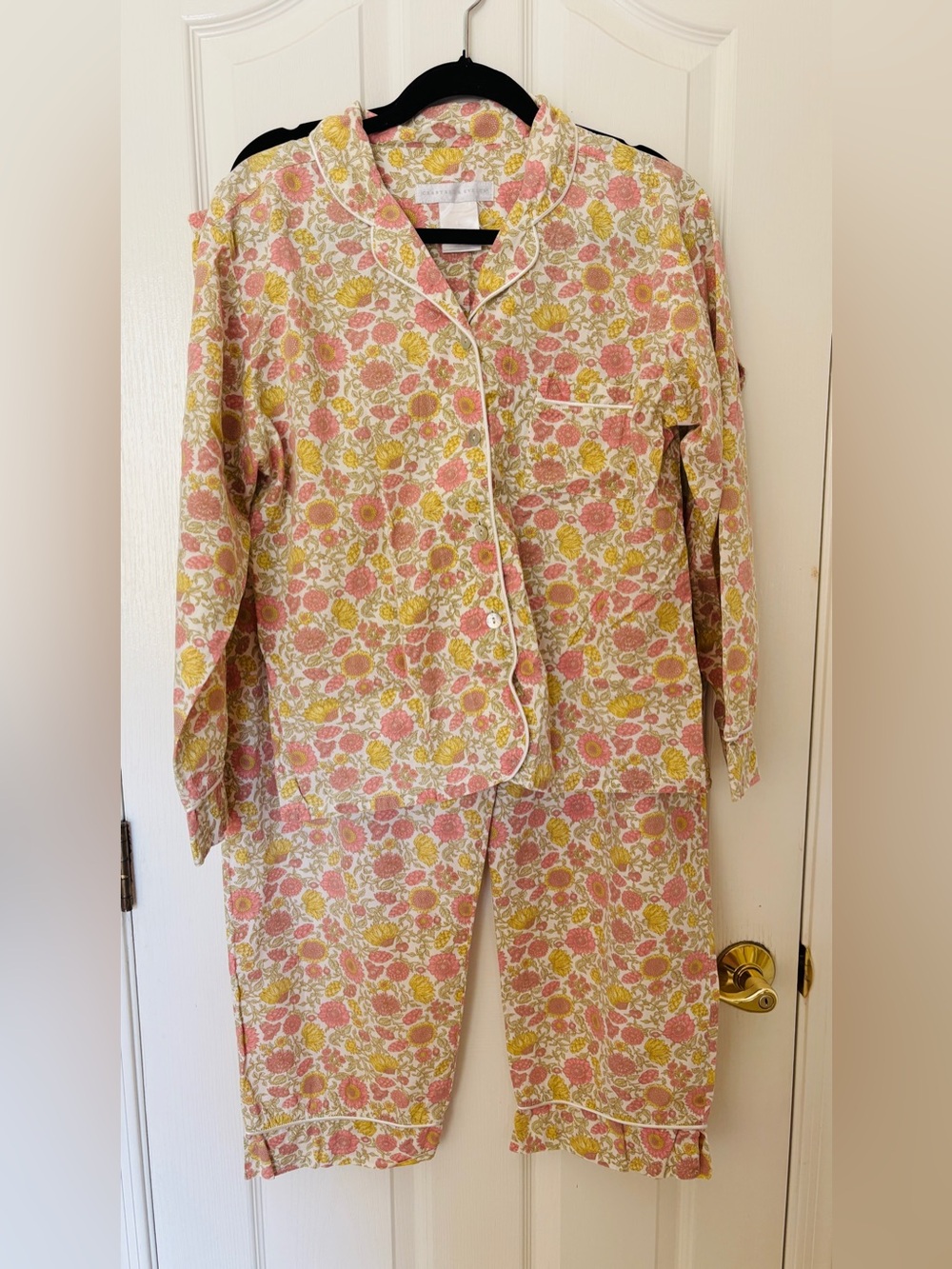 Crabtree & Evelyn Floral Pink and Yellow Pajama Set ~ Women’s Large ~